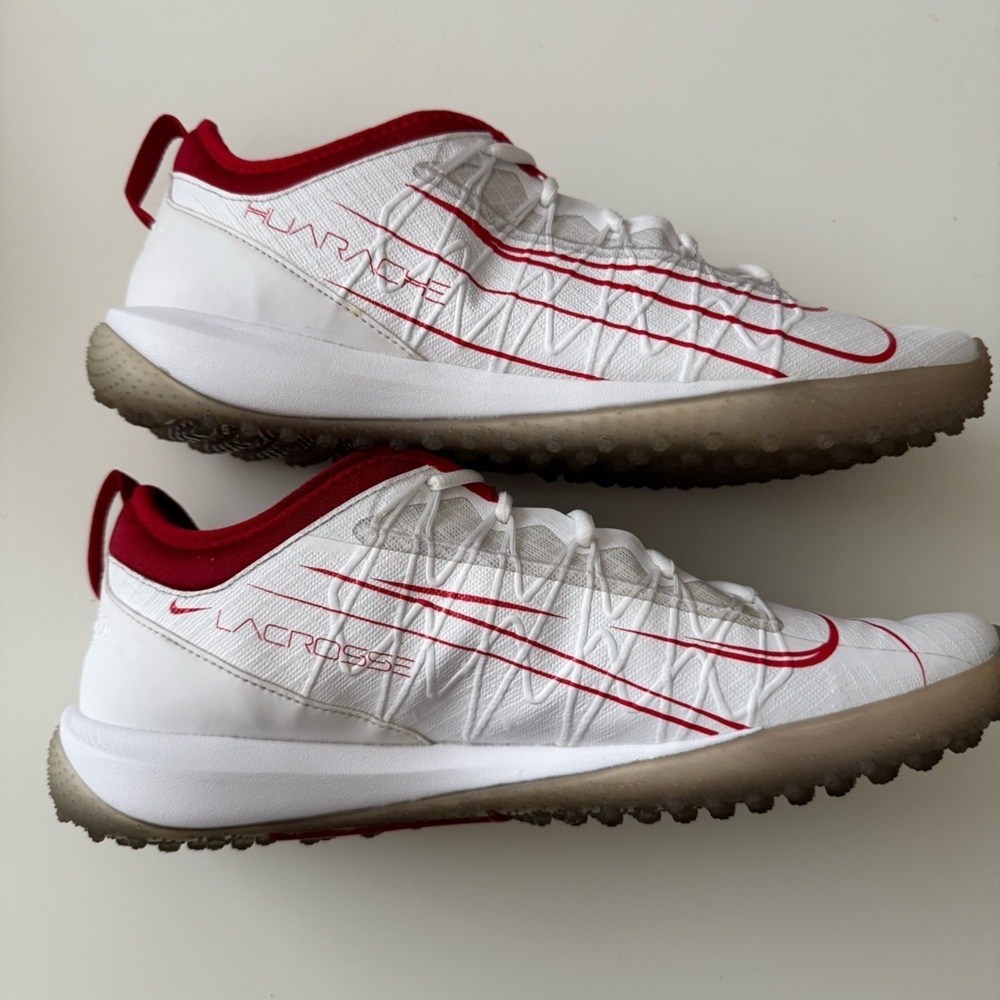 Nike Men's White and Red Athletic Shoes - Picture 6 of 10